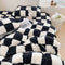 Juego de cama de tablero de ajedrez de terciopelo de leche