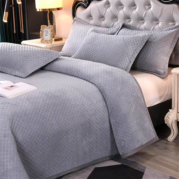 Set da letto per letto trapuntato in vello di latte waffle