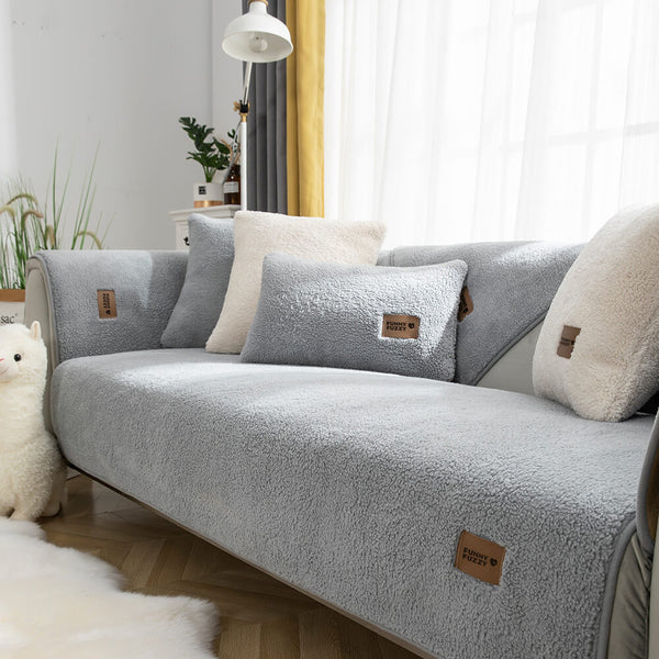 Impermeable grueso Fuzzy Faux Sherpa Fleece No-Slip Couch Couch Cover Protector