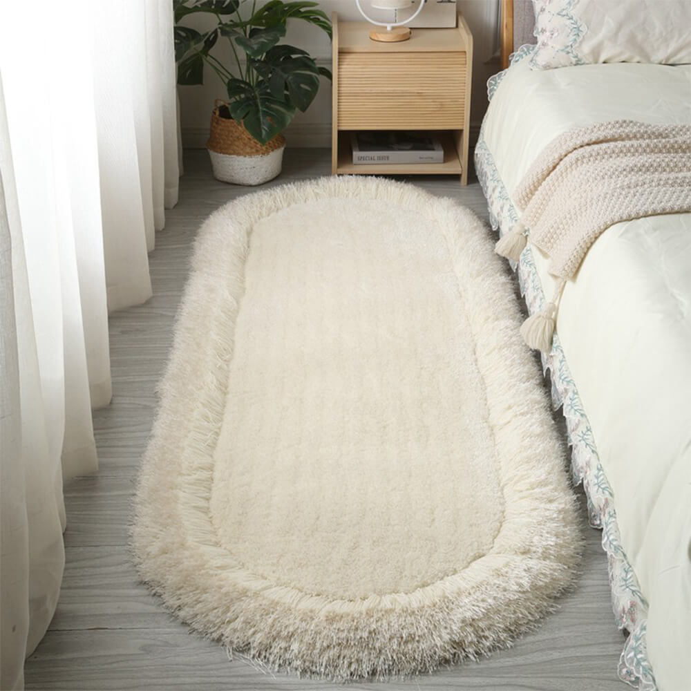 Oval Fluffy Thickened Living Room Rug Bedside Shaggy Rug