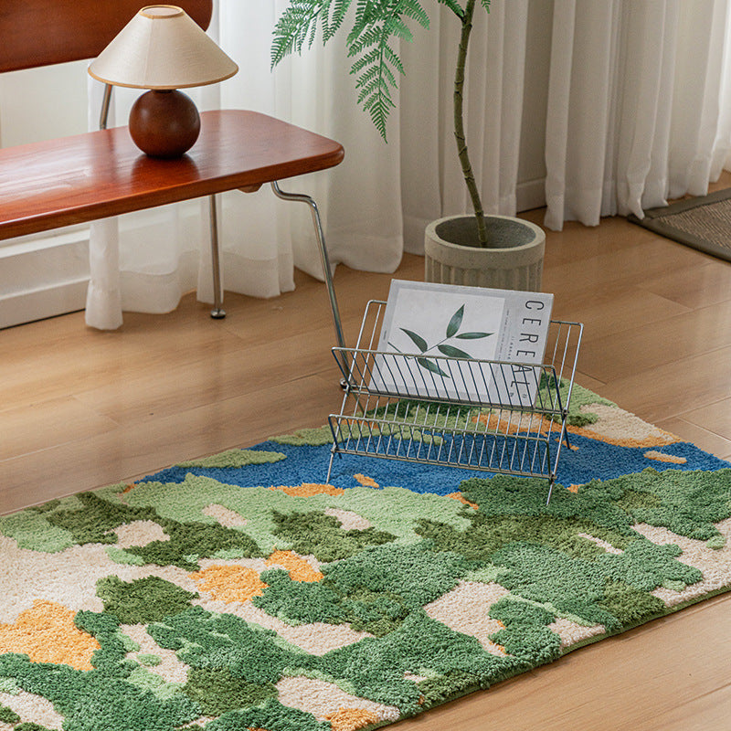 Tapis de mousse floqué forestier, tapis de sol irrégulier pour animaux de compagnie