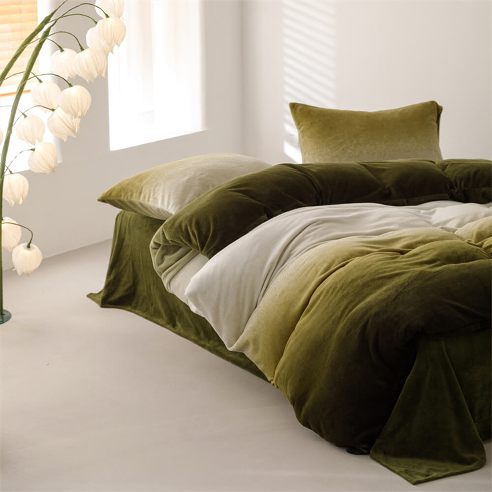 Stylish Velvet Gradient Stretchable Bed Sheet Set