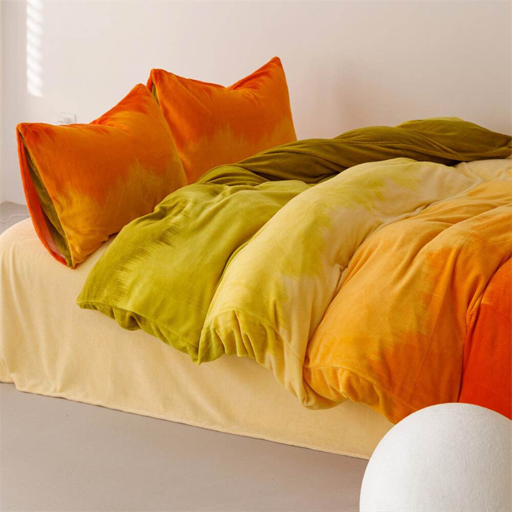 Stylish Velvet Gradient Stretchable Bed Sheet Set