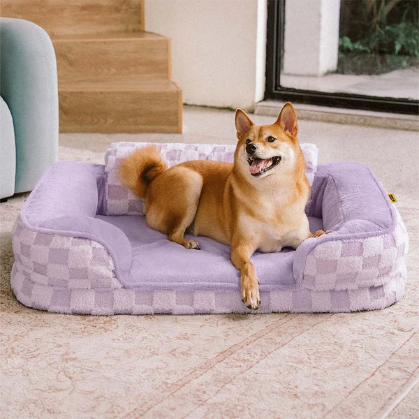 Checkered Fluffy Warm Washable Orthopedic Dog Bolster Bed – CloudNooki