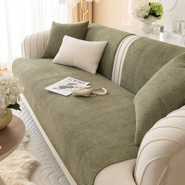 Sólido simple <tc>Color</tc> Funda protectora de sofá de felpa para muebles