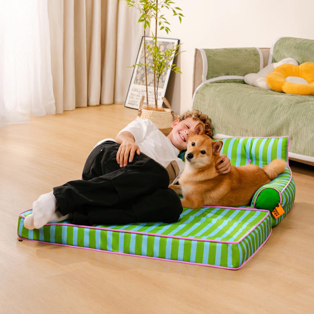 Stripe Waterproof Foldable Dog Sofa Bed - Sunny Siesta