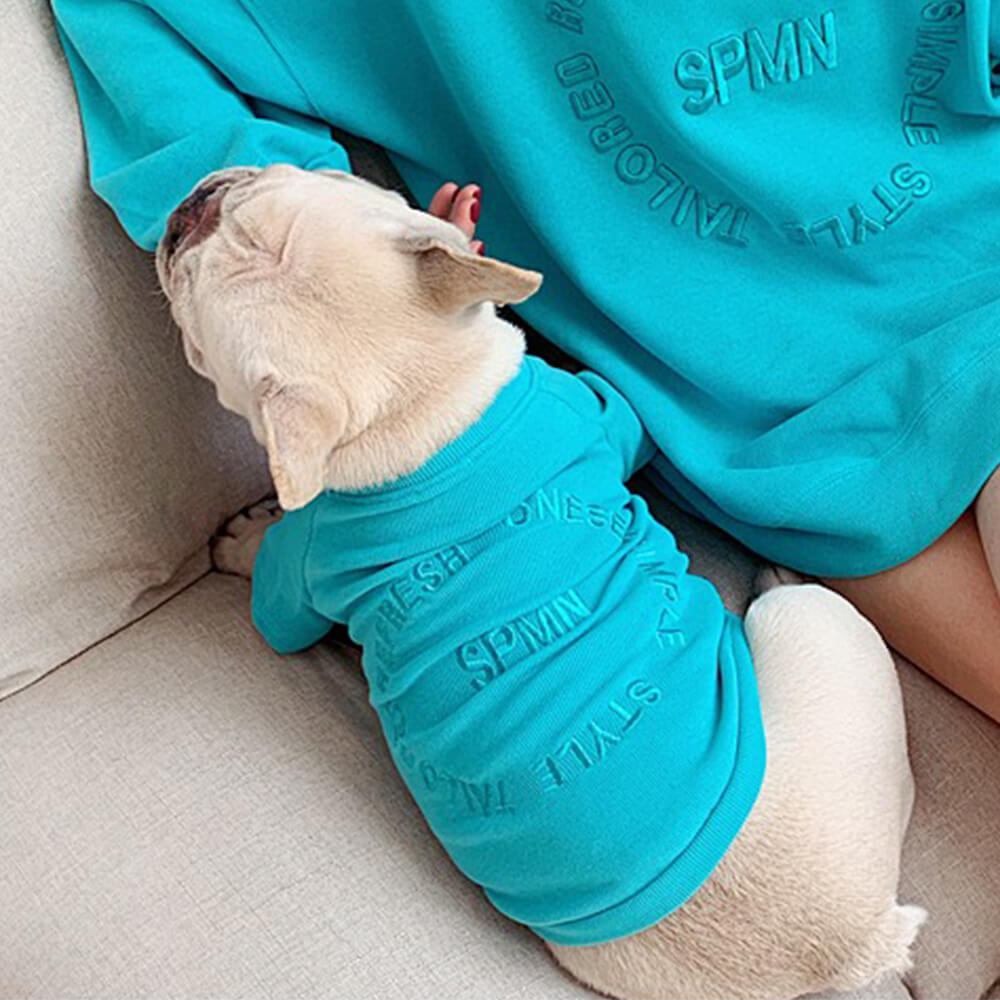 Elegante sudadera bordada de manga larga para ropa a juego para mascotas y dueños