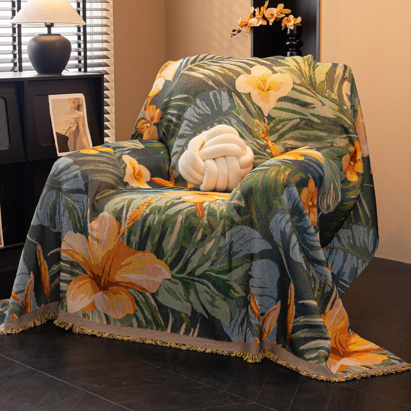 Tropical Style Multi-Purpose Sofa Protection Scratch Resistance Throw Couch Cover