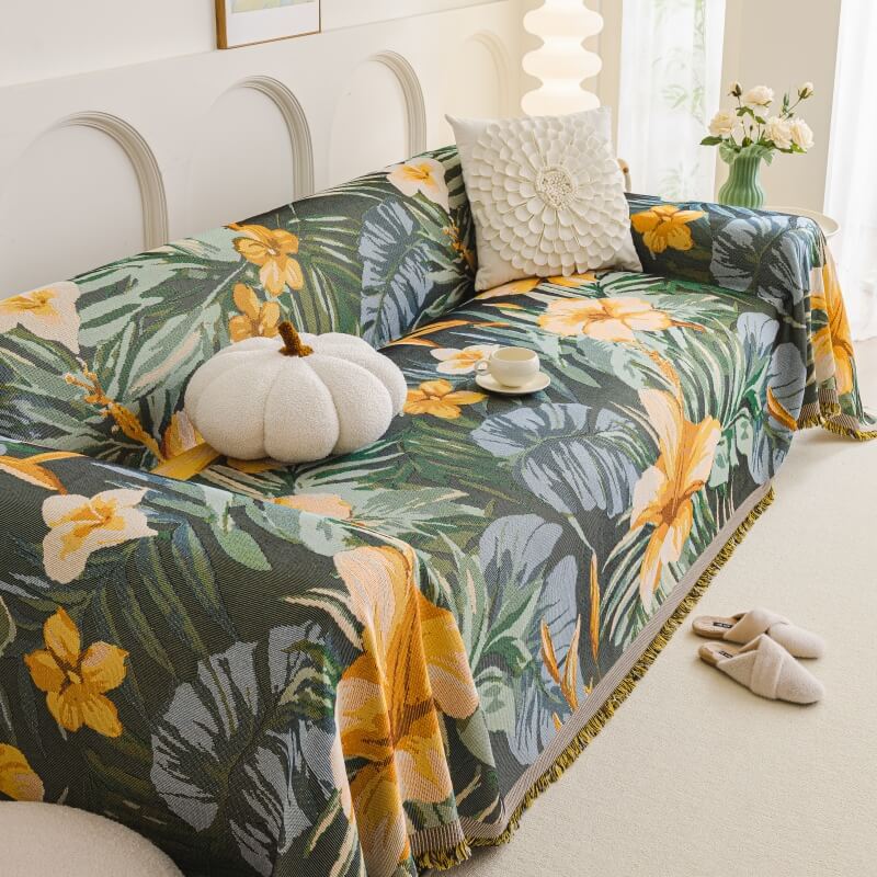 Tropical Style Multi-Purpose Sofa Protection Scratch Resistance Throw Couch Cover