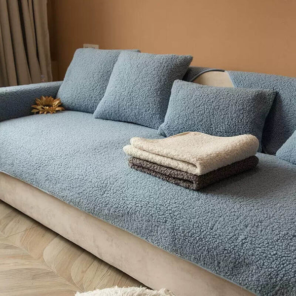 Ultrasoft Teddy Fleece cálido Cubierta de sofá sin deslizamiento