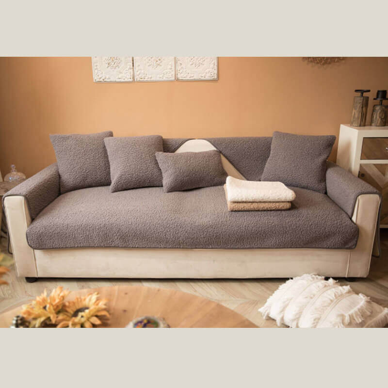 Ultrasoft Teddy Fleece Warm Non-Slip Couch Cover