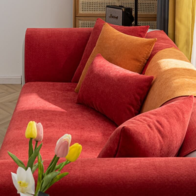 Bequemer Chenille-Sofa-Schutzbezug in Zinnoberrot