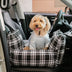 Camilla de asiento de automóvil para perros de seguridad a cuadros