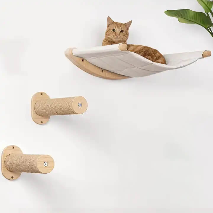 Wall-Mounted Cat Shelves Cat Wall Hammock with Steps