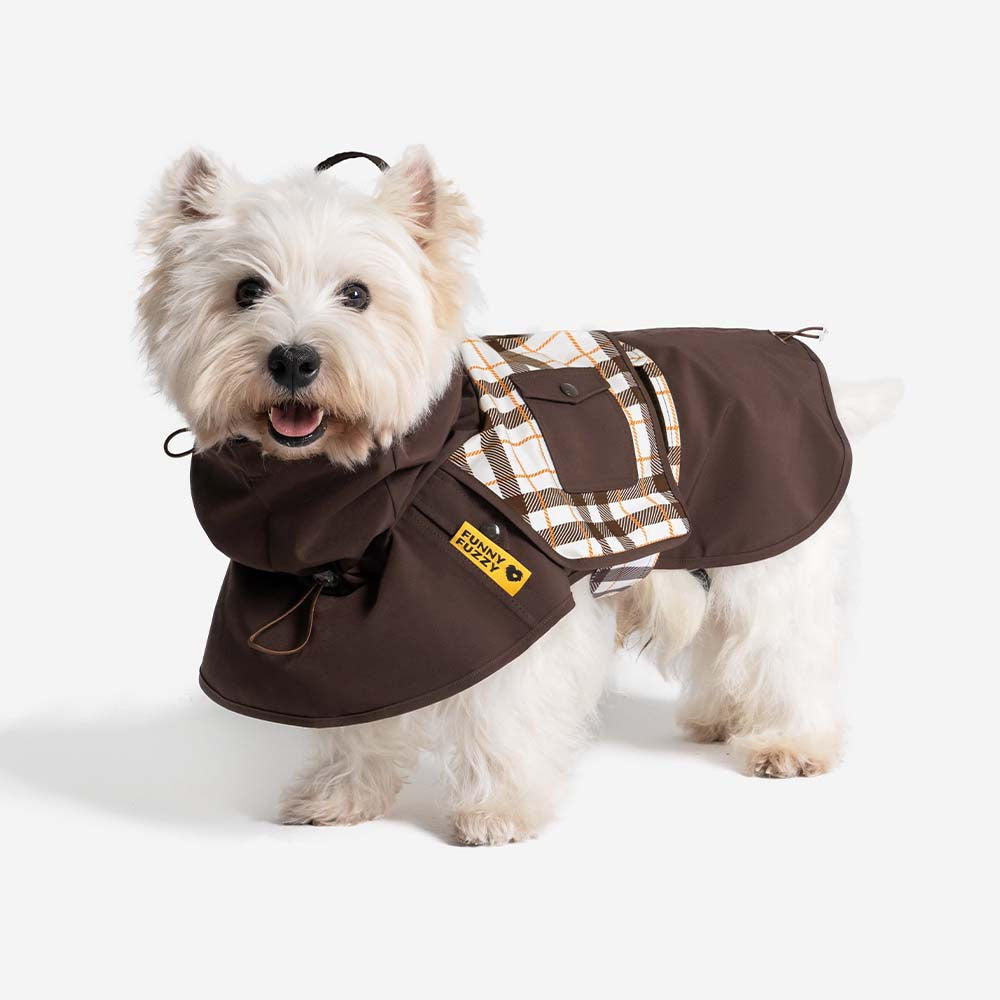 Imperméable réglable à carreaux vintage pour chien - Protection contre les intempéries