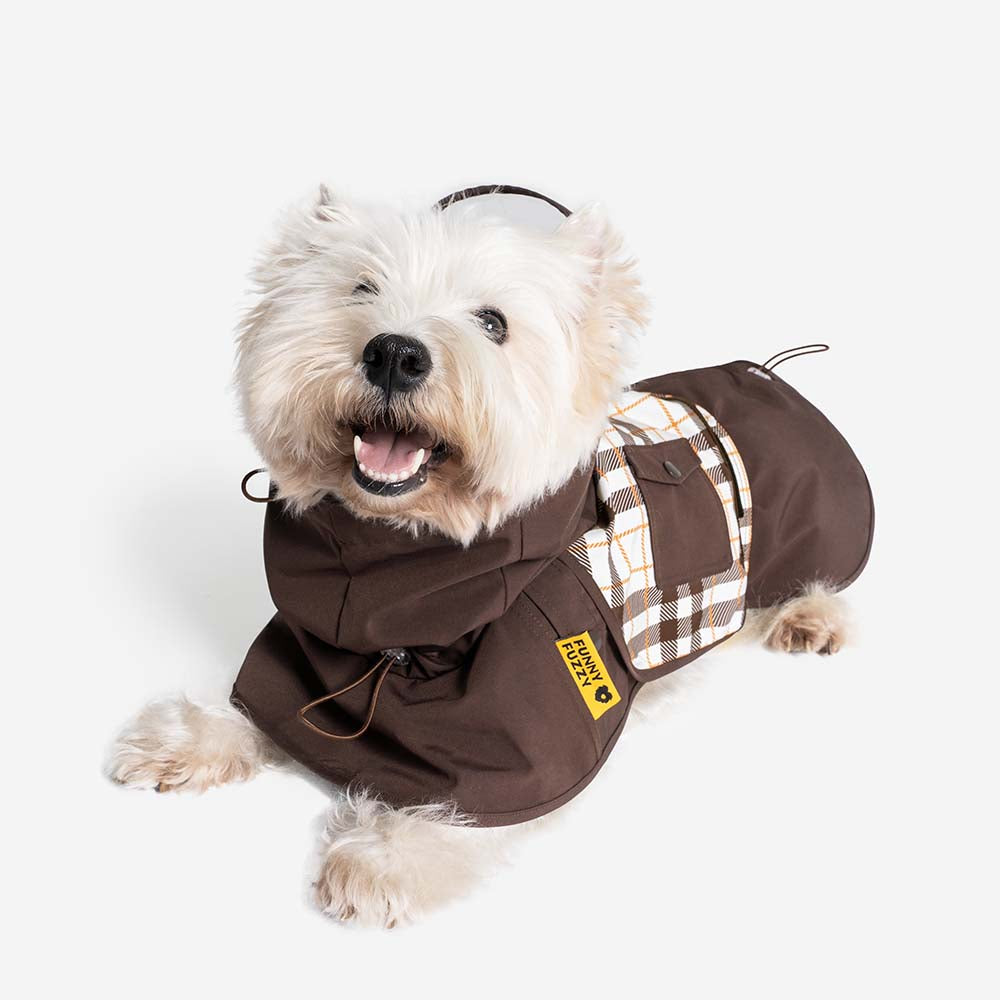 Imperméable réglable à carreaux vintage pour chien - Protection contre les intempéries
