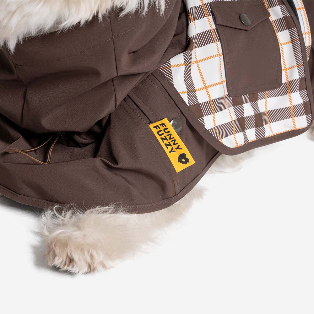 Imperméable réglable à carreaux vintage pour chien - Protection contre les intempéries