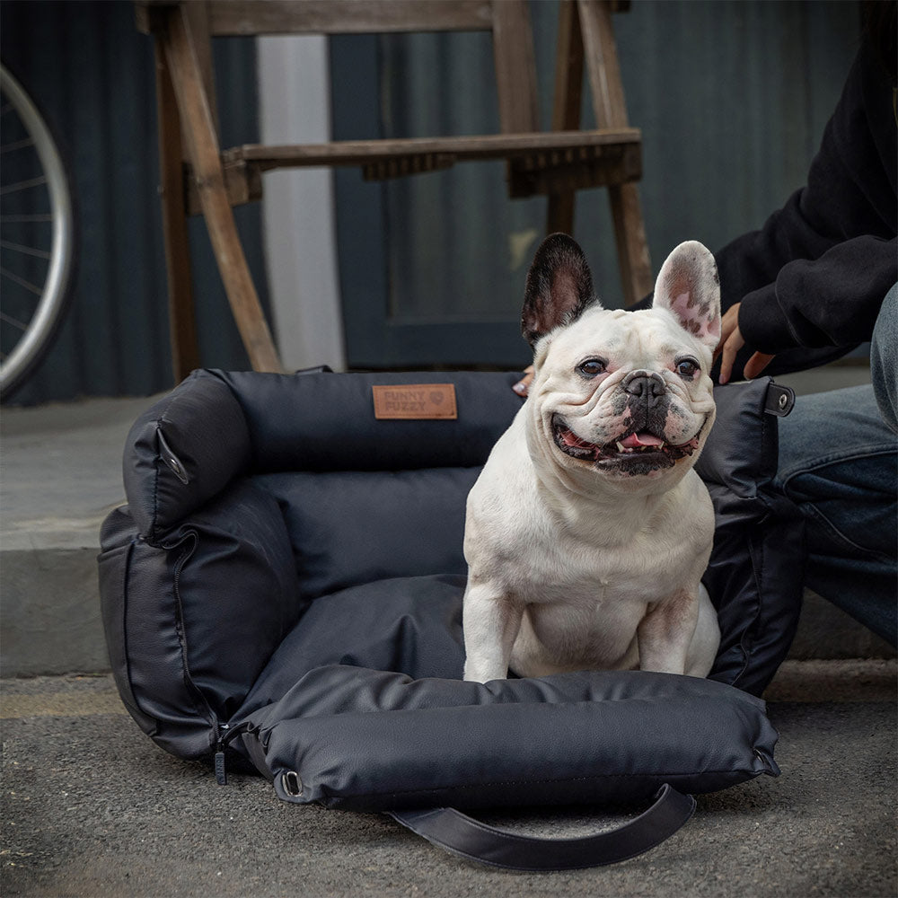 Cama elevadora para asiento de coche para perros de piel sintética de lujo - Urban Voyager