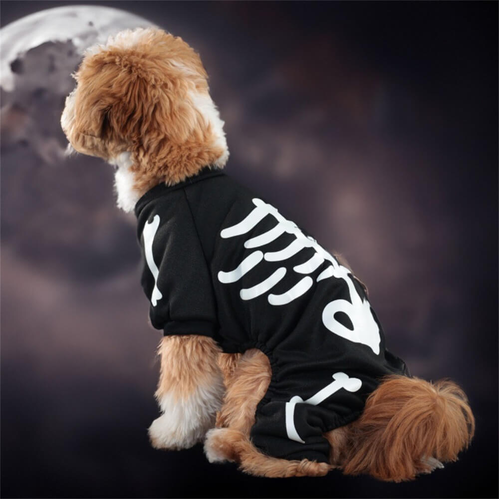 Costume de chien squelette qui brille dans le noir – Parfait pour la nuit d'Halloween