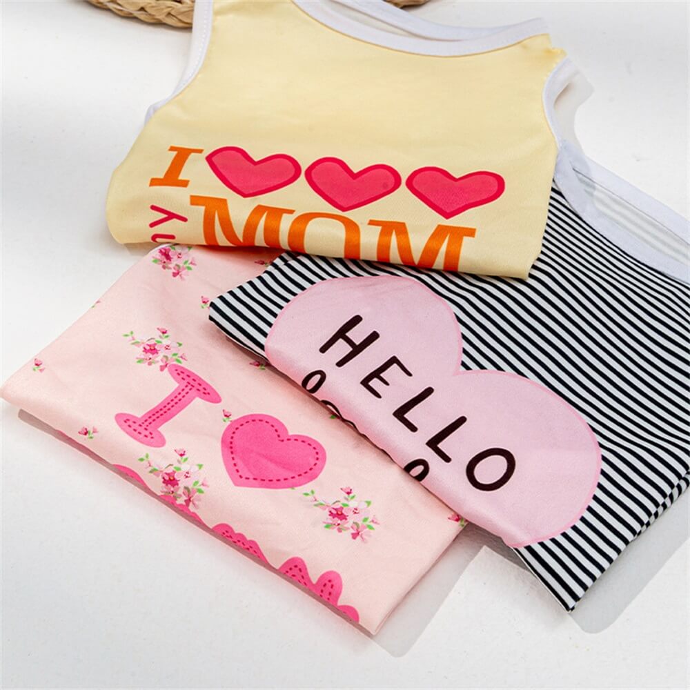 Spring and Summer Cute Cartoon Printed Vest Pet Clothing