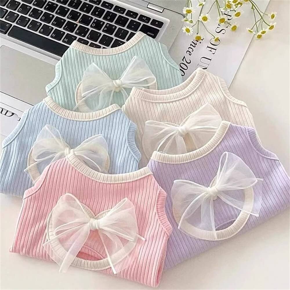 Pastel Bow-Knot Dog Tank Tops