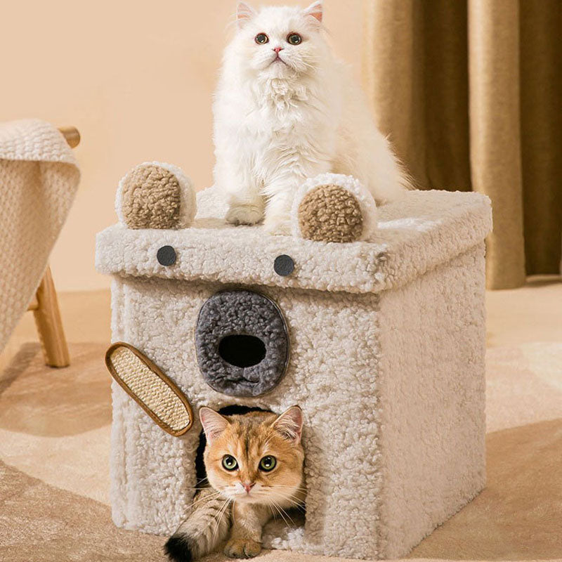Lit de grotte pour chat souple et pliable, série Animal, maison pour chat