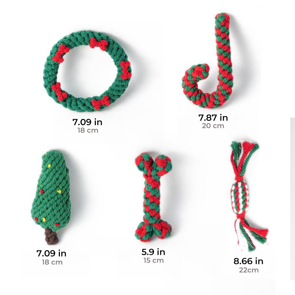 Jouet de noël en corde de coton, résistant à la mastication, cadeaux de luxe pour chien, ensemble de jouets de dentition