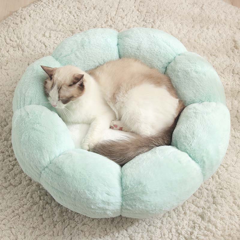 Tief schlafendes Katzenbett in Blumenform