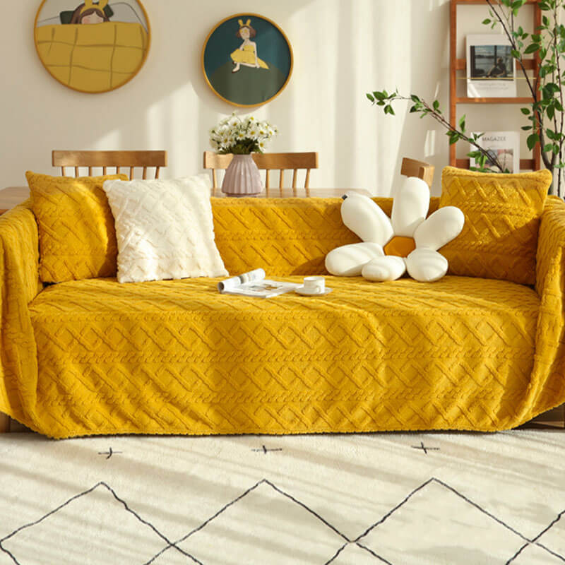 Einfarbiger Fleece-Möbelschutz-Couchbezug