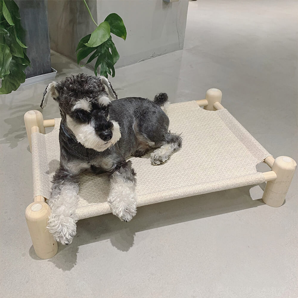 Scratch-Resistant Linen Wooden Pet Bed