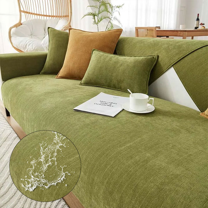 Housses de canapé imperméables et antisalissures en tissu chenille à chevrons