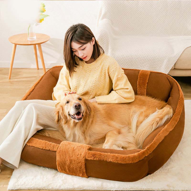 Vintage Large Cozy Calming Sofa Dog Bed