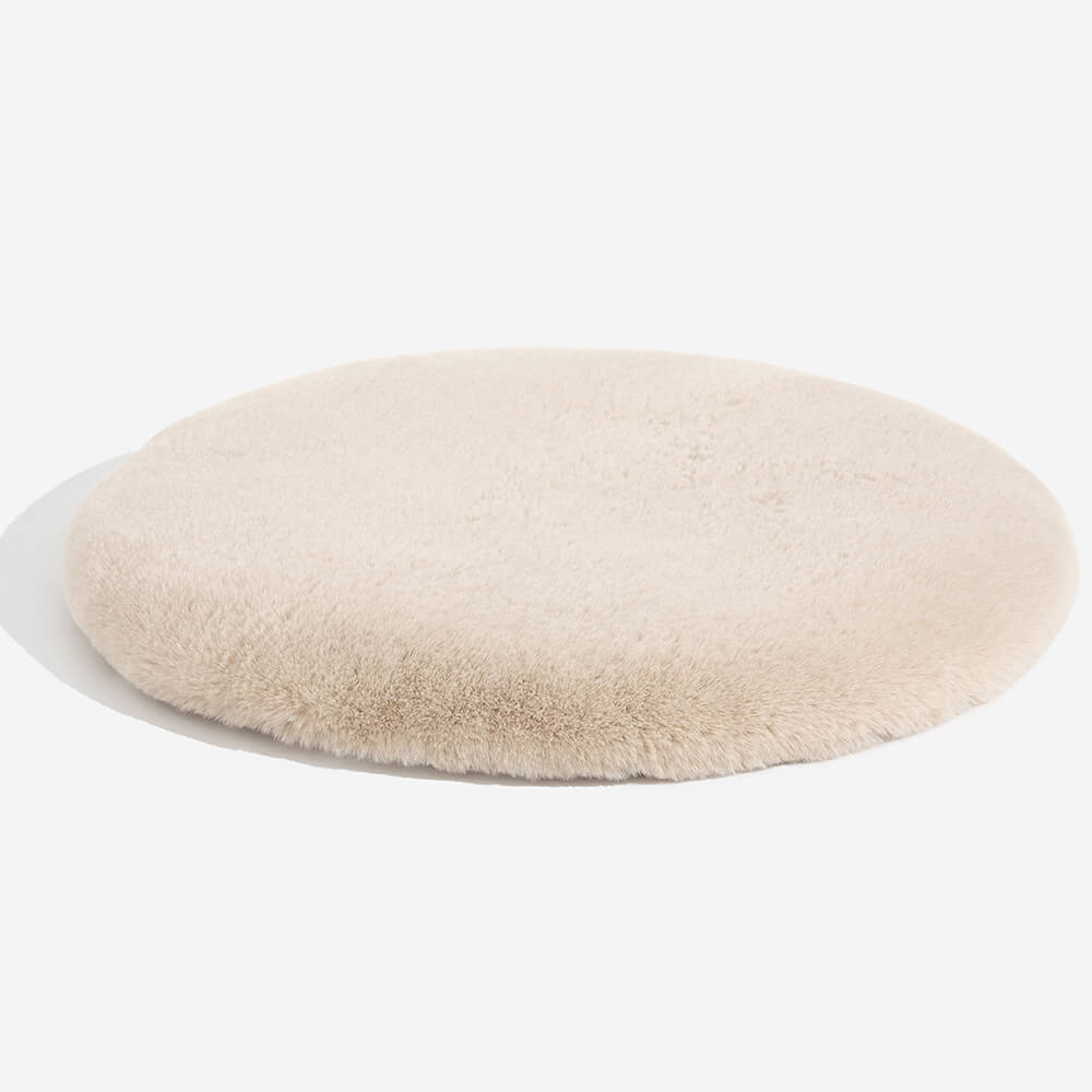 Tapis pelucheux rond en fausse fourrure fait à la main, super doux, pour animaux de compagnie