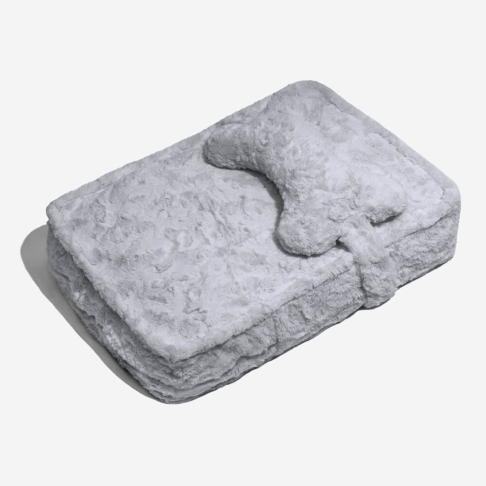 Wärmendes, flauschiges, beruhigendes Hundebett in Knochenwolkenform