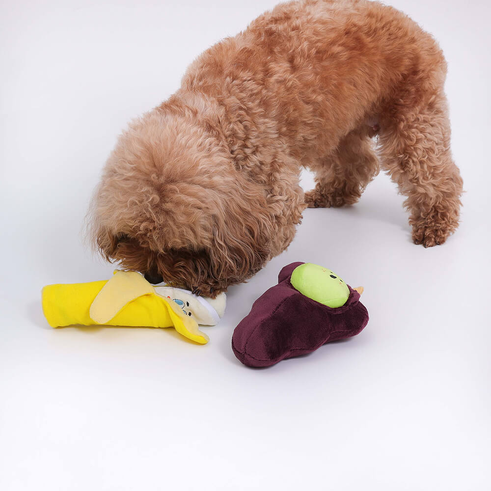 Plush Squeaky Dog Toy - Fruit